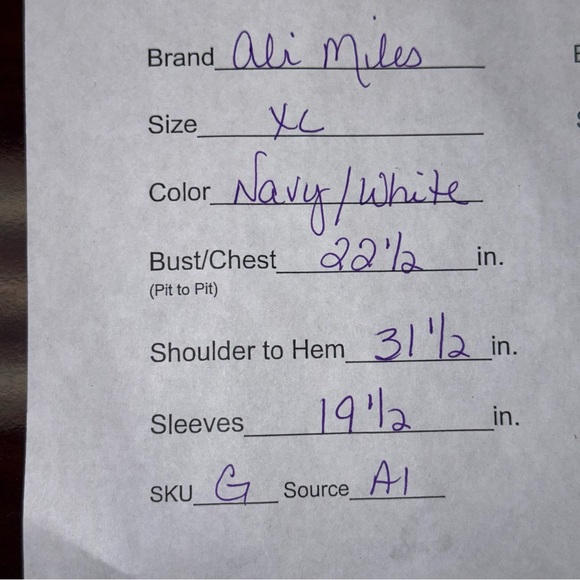 Ali Miles Navy Stripe Tunic Top XL Lace Hem Button Detail Rayon - Picture 8 of 8